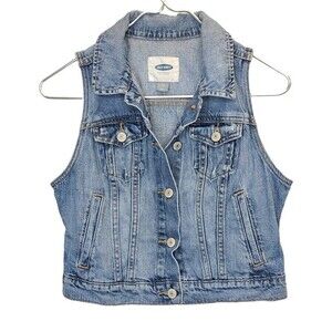 Old Navy Light Wash Denim Cotton Vest Womens XS